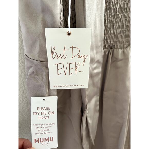 Show Me Your Mumu Claire Midi Dress Show Me the Ring Satin XL NWT - Picture 5 of 8